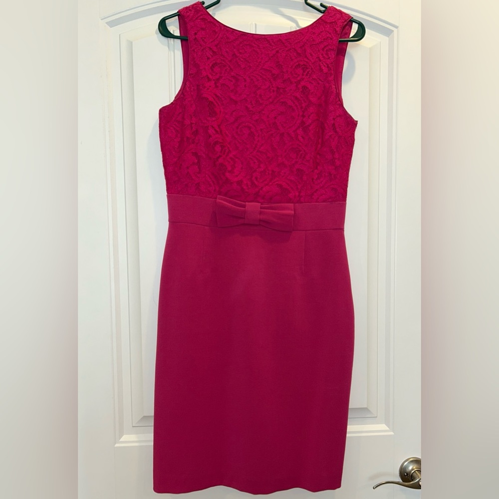Banana Republic Fuchsia Lace Bodice Midi Dress with Waist Bow